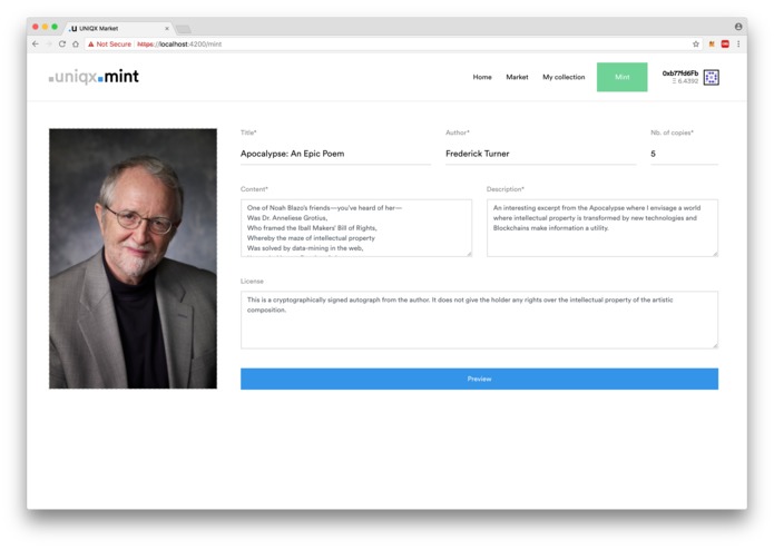 Blockchain Poetry Auction – screenshot 2