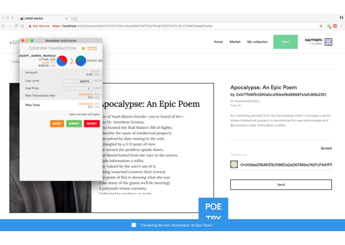 Blockchain Poetry Auction – screenshot 3