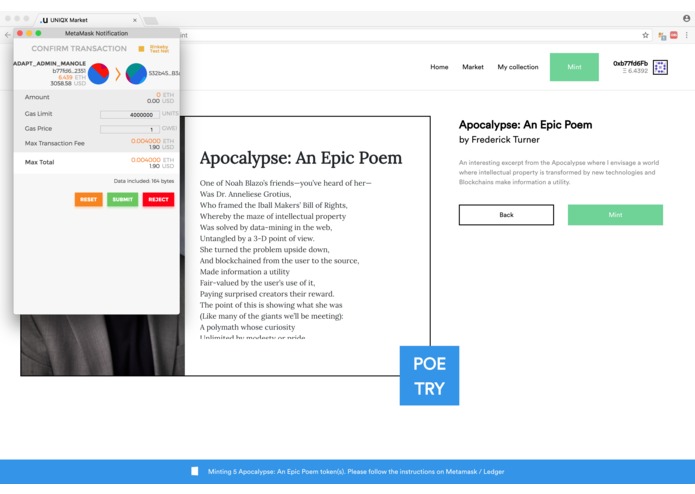 Blockchain Poetry Auction – screenshot 4