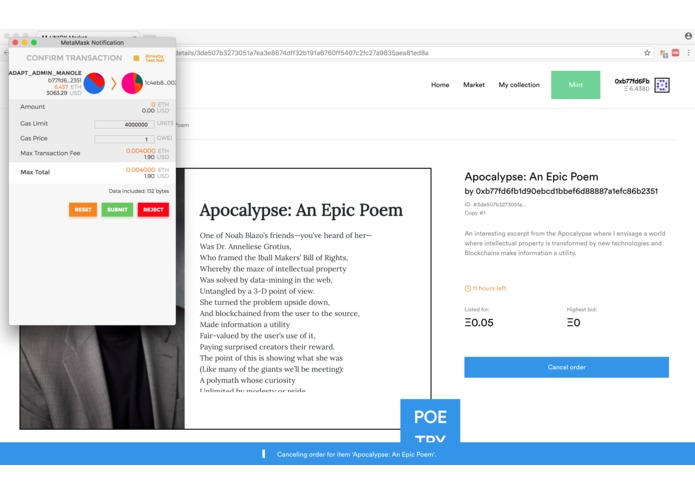 Blockchain Poetry Auction – screenshot 6