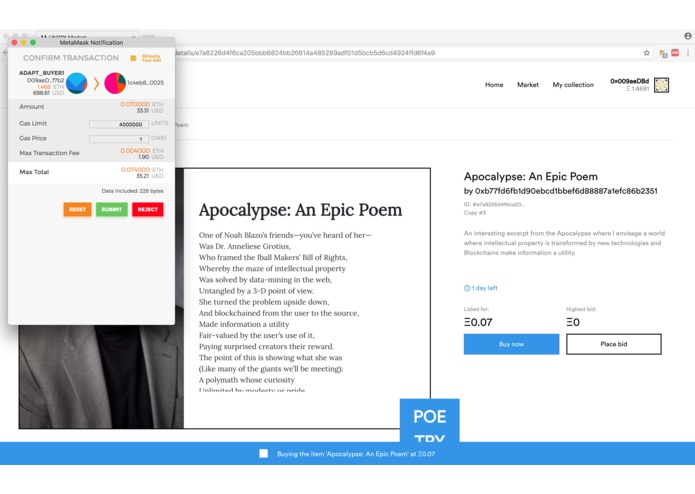 Blockchain Poetry Auction – screenshot 9