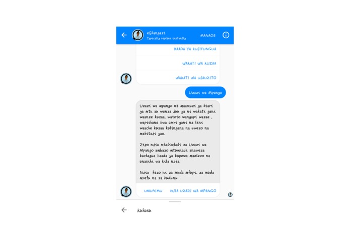 eShangazi Chat Bot – screenshot 2