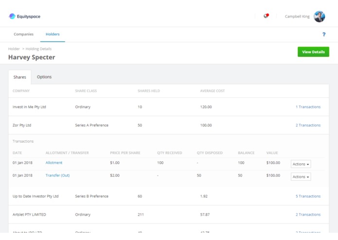 Equityspace – screenshot 1