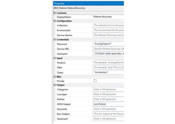 IBM Watson Discovery Service UiPath Connector – screenshot 5