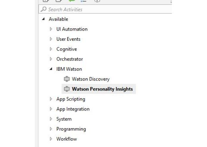 IBM Watson Personality Insights UiPath Connector – screenshot 1