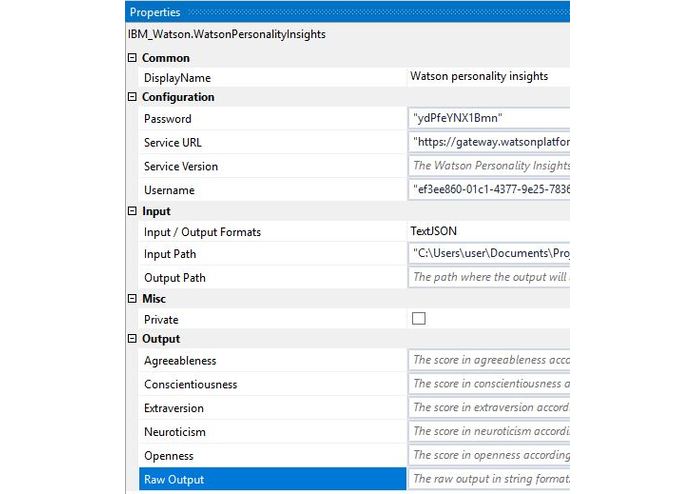 IBM Watson Personality Insights UiPath Connector – screenshot 2