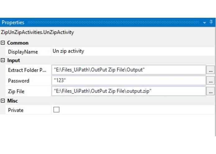 Zip /Unzip Activity -UiPath custom activity  – screenshot 2