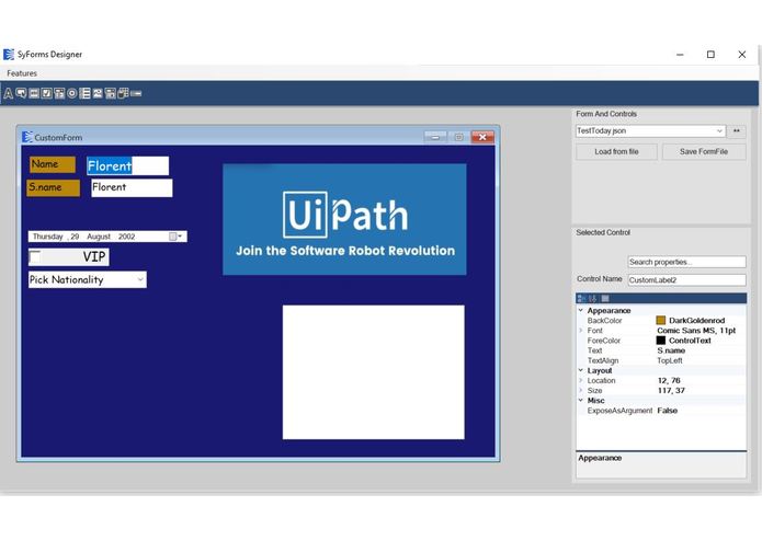 SyForms - UiPath Forms Designer – screenshot 1