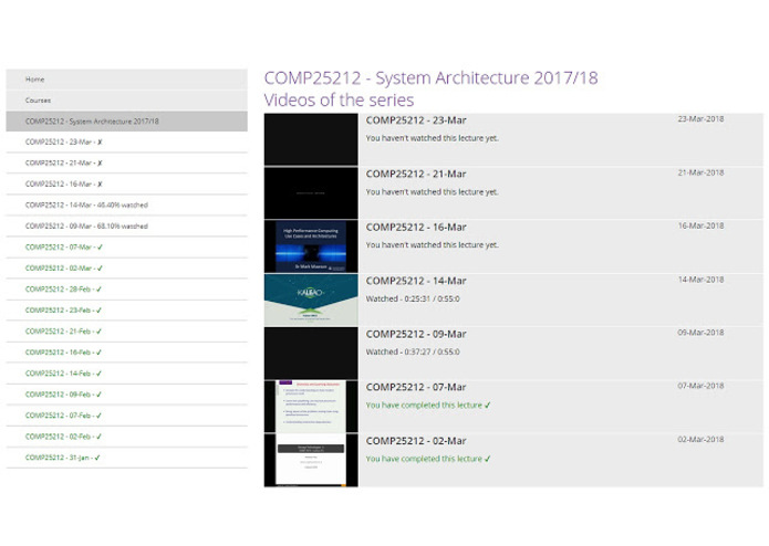 Manchester Lecture Tracker – screenshot 1