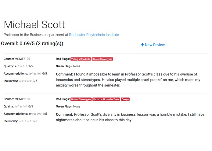 Inclusive Professor Ratings – screenshot 2