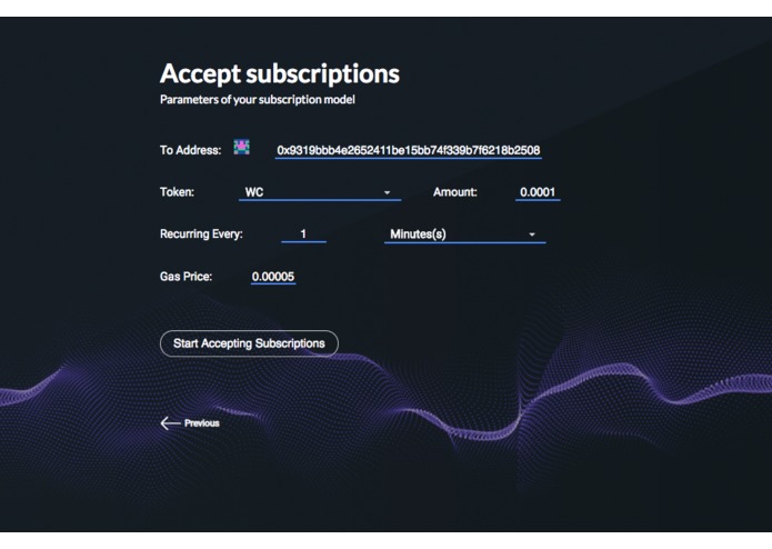 Token Subscription – screenshot 2