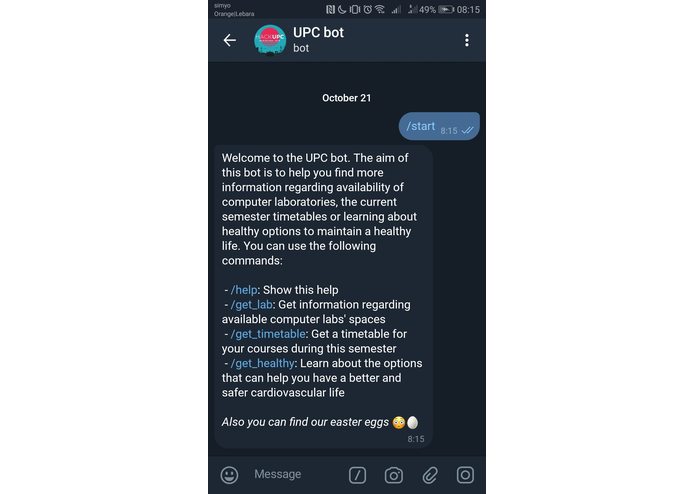 UPC helper bot – screenshot 1