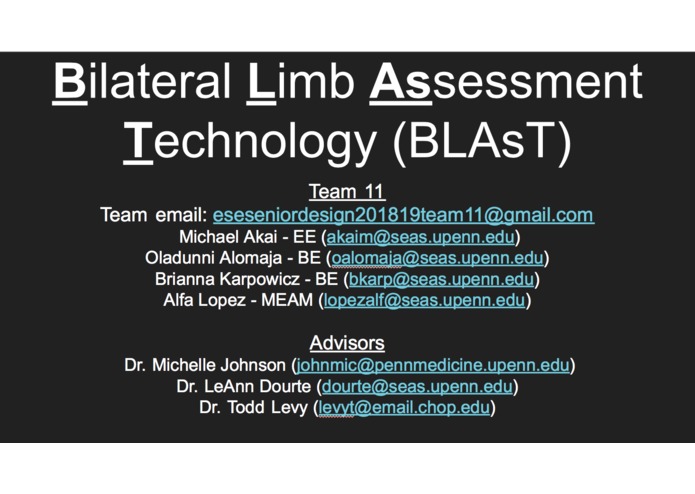 Team 11: Bilateral Limb Assessment Technology (BLAsT) – screenshot 1