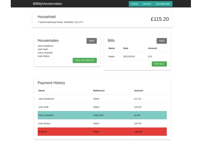 BillMyHousemates – screenshot 2
