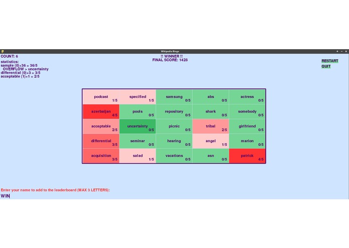 Wikipedia Bingo – screenshot 3