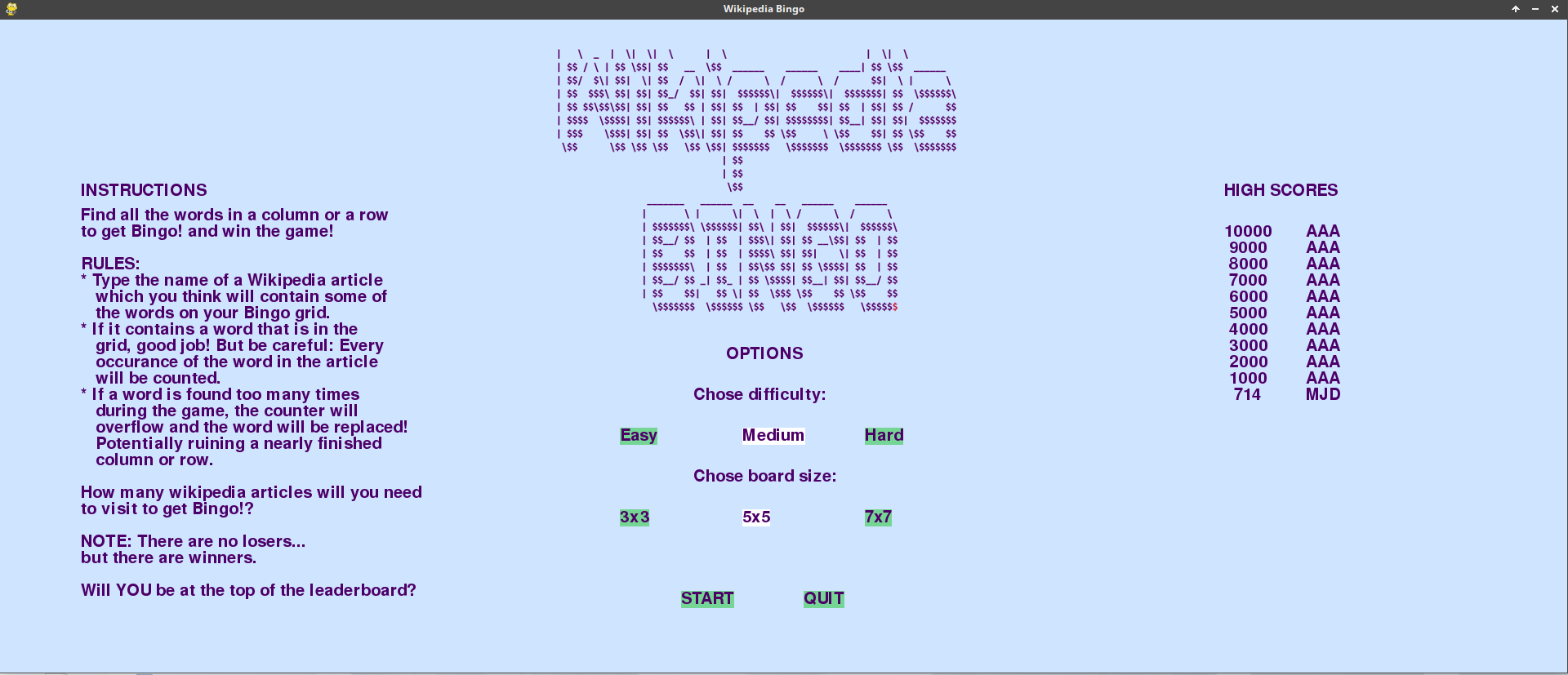 Wikipedia Bingo Devpost