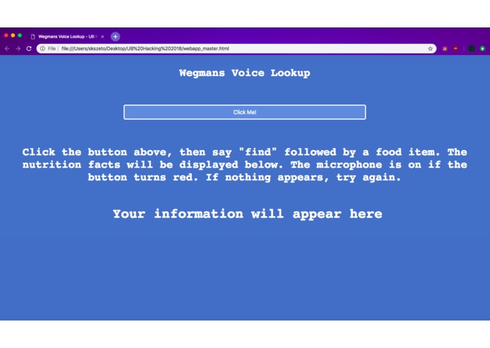 Wegmans Voice Lookup – screenshot 1