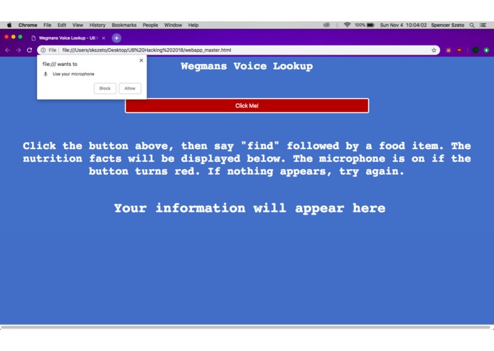 Wegmans Voice Lookup – screenshot 2
