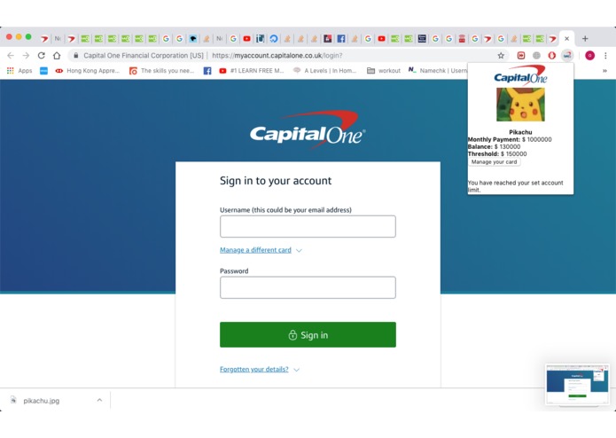 Capital One Chrome Extension (Pikachu Team - Table 8) – screenshot 8