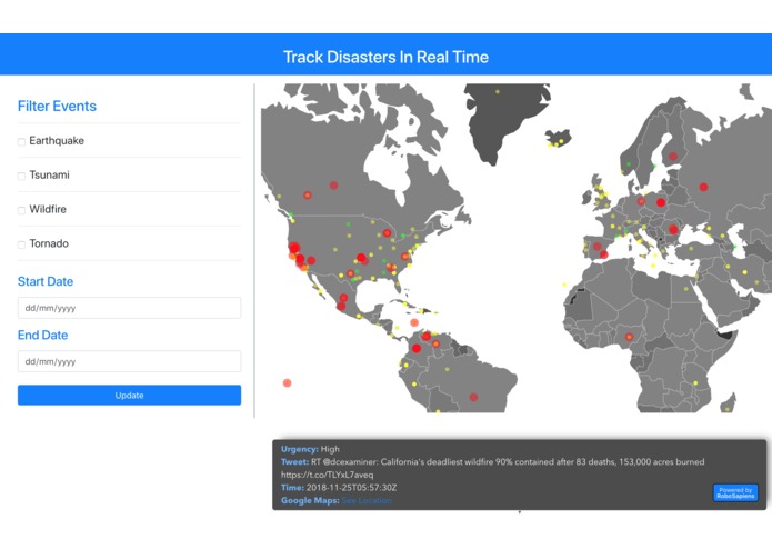 Team 11 - Real Time Disaster Tracking – screenshot 1