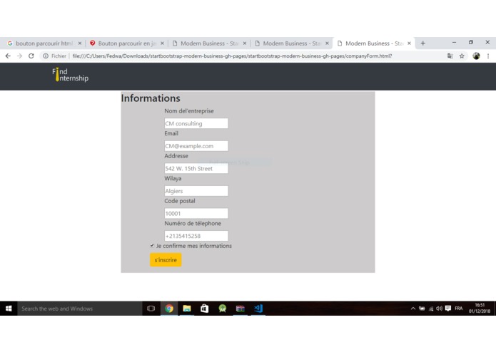 Find internship – screenshot 1