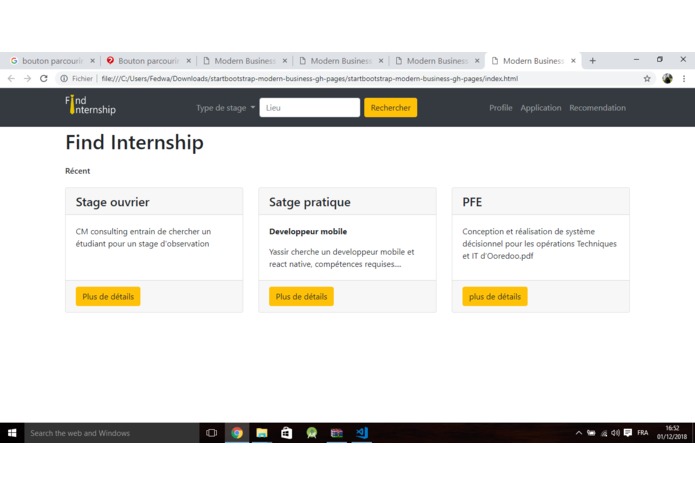 Find internship – screenshot 1