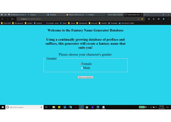 Fantasy Name Generator DB – screenshot 1