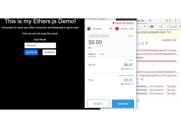 Ethereum MoodDiary – screenshot 1