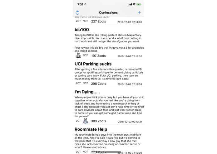 UCI Confessions – screenshot 2