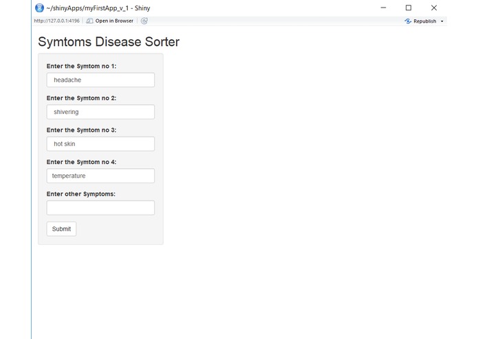 Symptom Disease Sorter made in R – screenshot 2