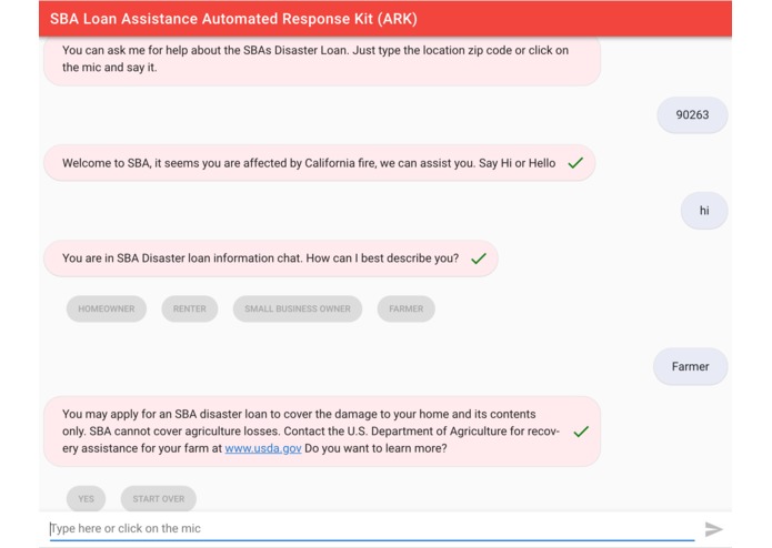 SBA Loan Assistance  Automated Response Kit (ARK) – screenshot 2