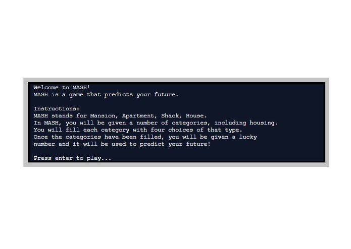 MASH Game – screenshot 1