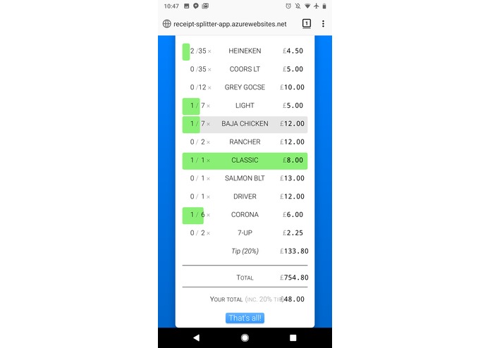 Receipt splitter – screenshot 3