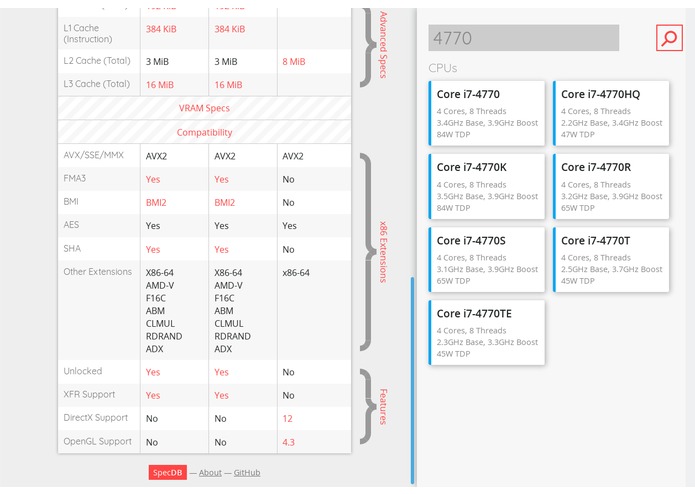 SpecDB – screenshot 3