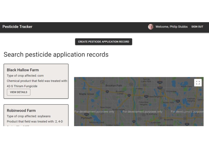 pesticide-tracker – screenshot 2