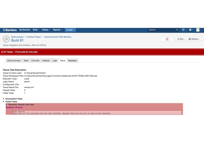 Tosca Integration with Atlassian JIRA and Bamboo – screenshot 1