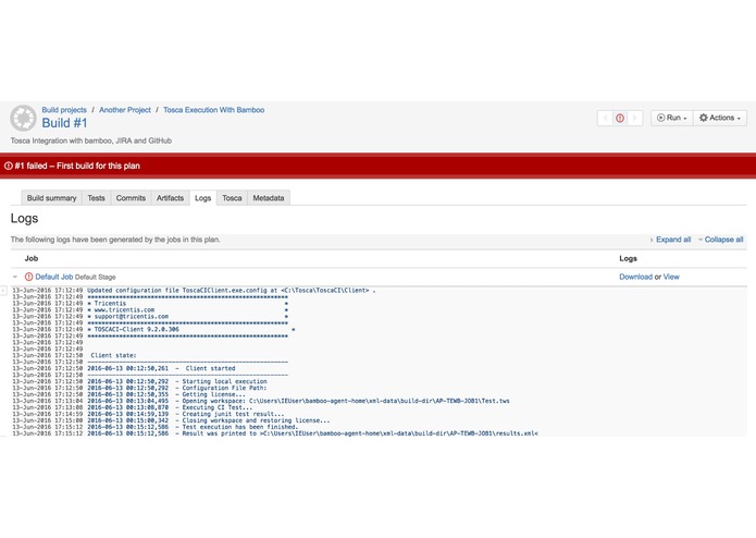 Tosca Integration with Atlassian JIRA and Bamboo – screenshot 5
