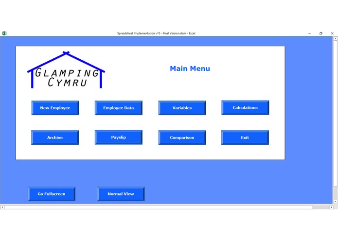 Glamping Cymru Excel-based Payslip System – screenshot 1