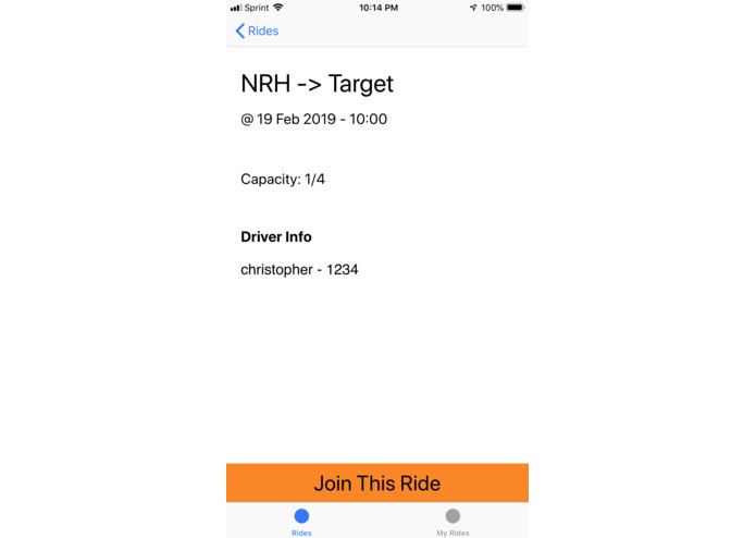 College Ride Share – screenshot 2