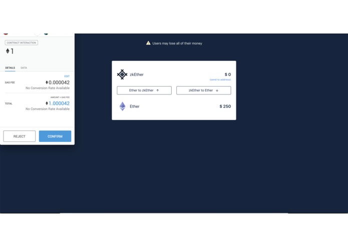 ZkEther – screenshot 2
