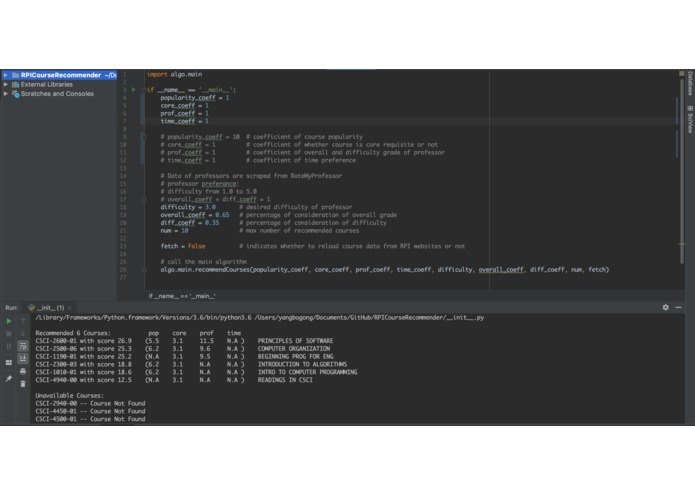 RPICourseRecommender – screenshot 1