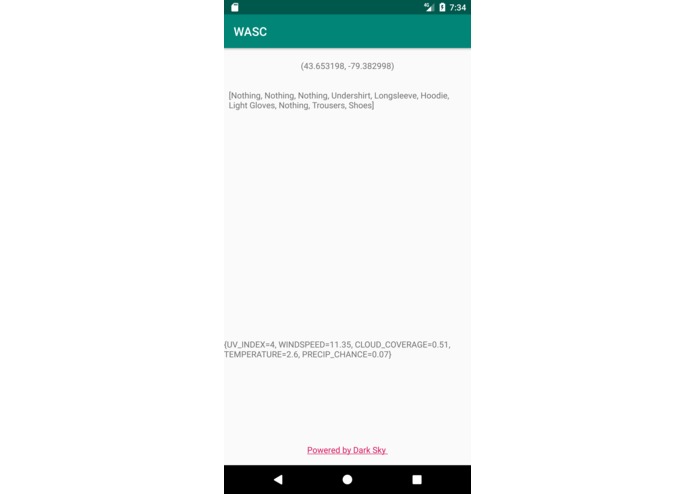 Weather App that Suggests Clothing (WASC) – screenshot 1