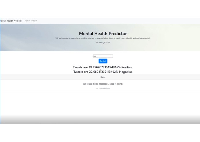 Mental Health Predictor with Tweet Sentiment Analysis – screenshot 1