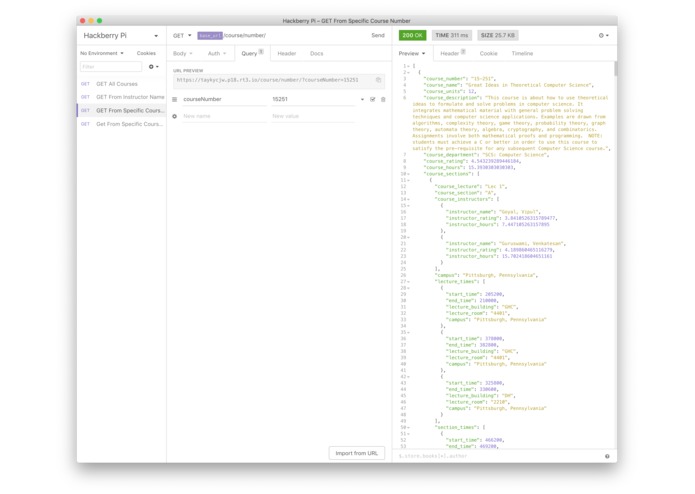 CMU Course API – screenshot 1