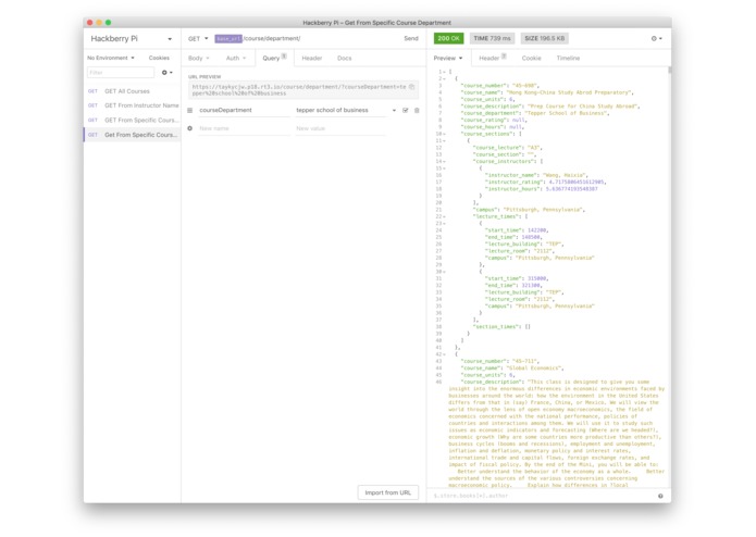 CMU Course API – screenshot 2
