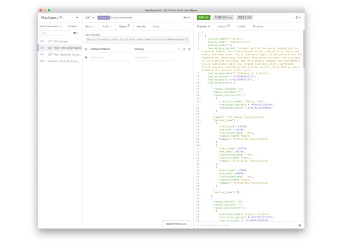CMU Course API – screenshot 4