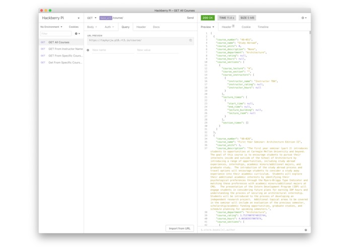CMU Course API – screenshot 5