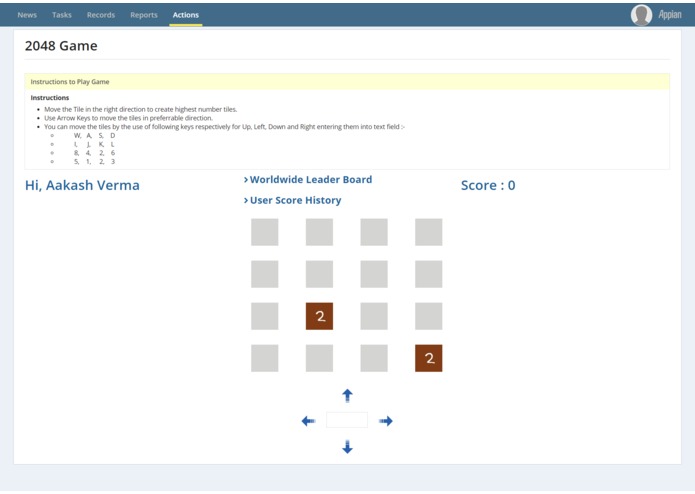 2048 Game in Appian – screenshot 1