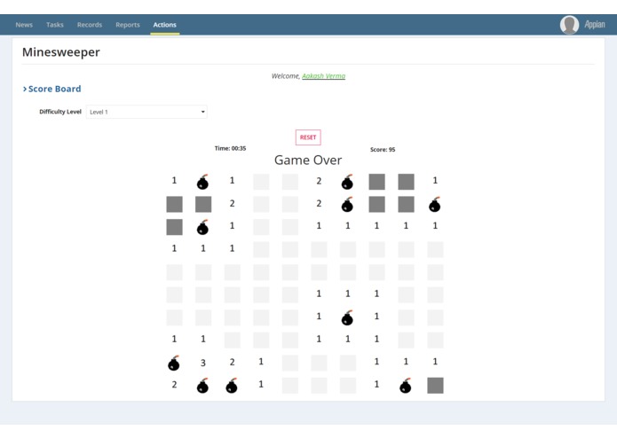 Minesweeper in Appian – screenshot 3