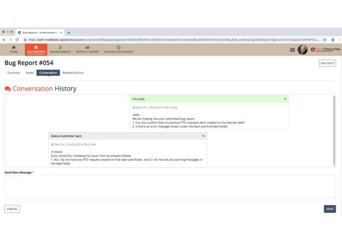Enhancement & Support Requests – screenshot 1